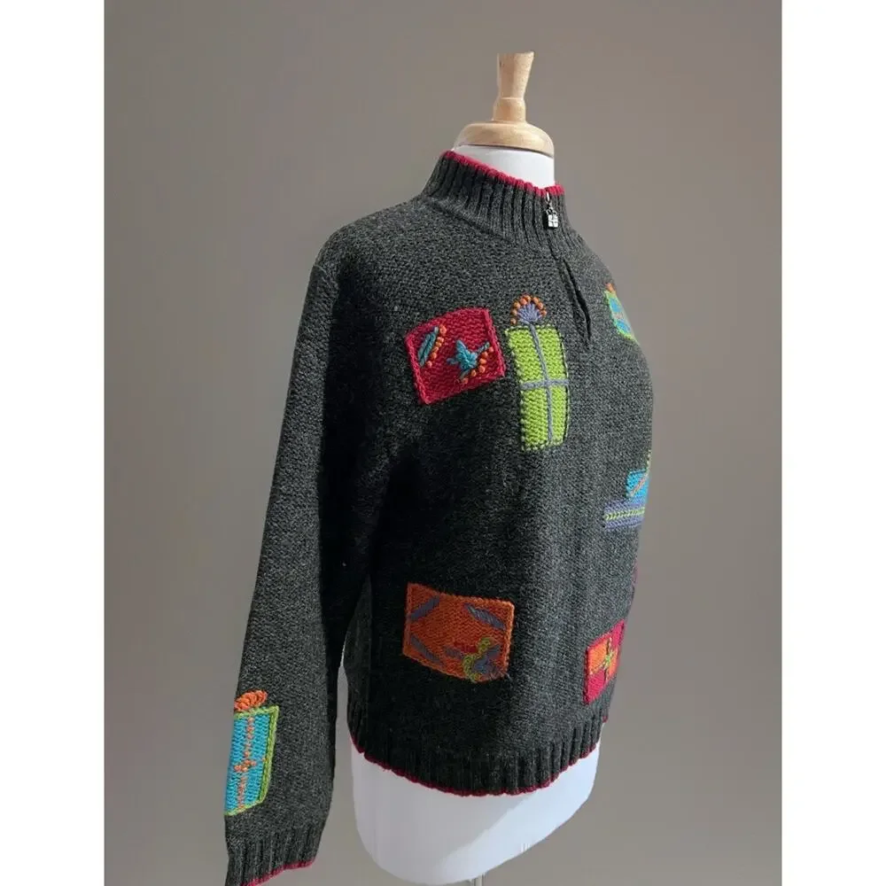 Vintage 90s Woolrich Sweater Womens L Christmas Present Holiday 100% Wool